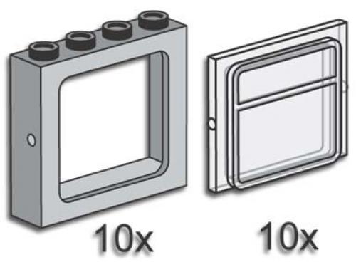 Gray Windows with Clear Panes