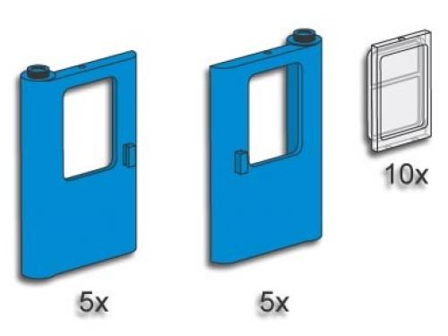 Blue Train Doors with Panes