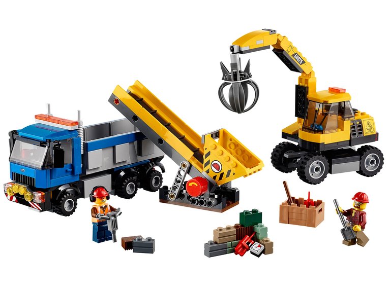 Excavator and Truck